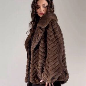 Eco Mink, pre owned, sheep wool, luxurious fur coat Xs/S